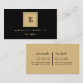 Carte De Visite Bureaux Professionnels Monogrammes Or Et Noir (Devant / Derrière)