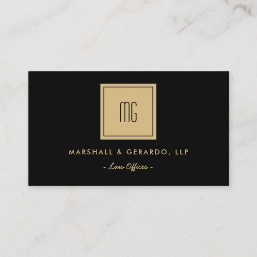 Carte De Visite Bureaux Professionnels Monogrammes Or Et Noir (Devant)