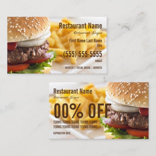 Carte de visite Burger (Devant / Derrière)