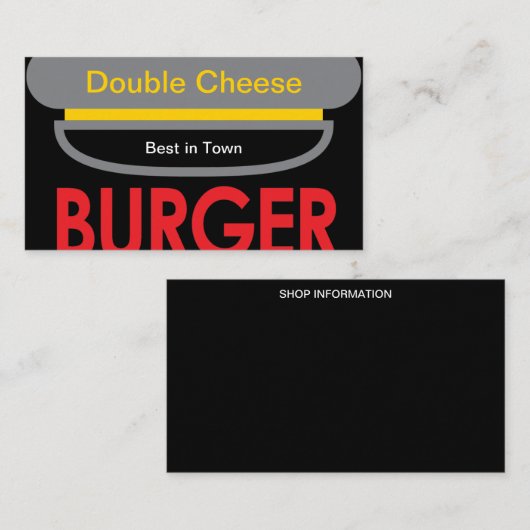 Carte De Visite Burger au fromage double (Devant / Derrière)