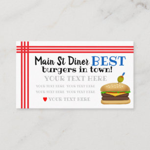 Carte De Visite Burger/Dîner/Restaurant