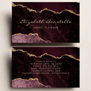 Carte De Visite Burgundy Agate Or Glitter Luxe