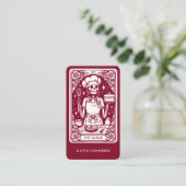 Carte De Visite Burgundy Baker Tarot Skeleton Chef pâtissier (Debout devant)