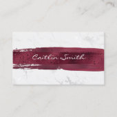 Carte De Visite Burgundy Brush Stroke Silver White Foil Marbre (Devant)