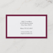 Carte De Visite Burgundy classique standard frontière solide profe (Dos)