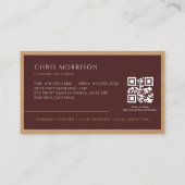 Carte De Visite Burgundy Construction Professional Wood QR Code (Dos)