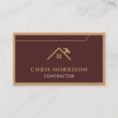 Carte De Visite Burgundy Construction Professional Wood QR Code (Devant)