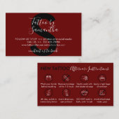 Carte De Visite Burgundy Corps Art Instructions de soins postérieu (Devant / Derrière)