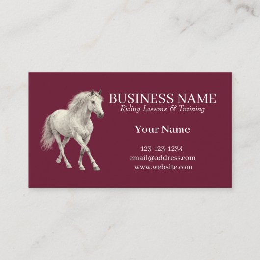 Carte De Visite Burgundy Custom Horse Trainer (Devant)