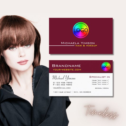 Carte De Visite Burgundy et Blanc simple avec logo professionnel