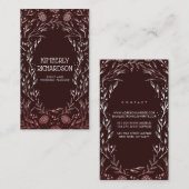 Carte De Visite Burgundy et Rose Gold Floral Wreath Élégant (Devant / Derrière)