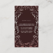 Carte De Visite Burgundy et Rose Gold Floral Wreath Élégant (Dos)