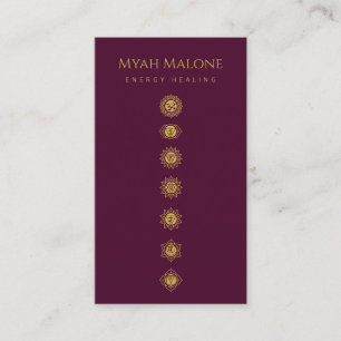 Carte De Visite burgundy & Gold Chakra Energy Healer