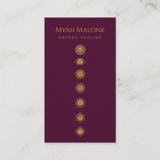 Carte De Visite burgundy & Gold Chakra Energy Healer (Devant)