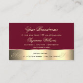 Carte De Visite Burgundy Gold Decor Joli Fleur Rose avec Monogramm (Dos)