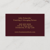 Carte De Visite Burgundy Gold Justice Columns Law Firm (Dos)