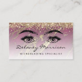 Carte De Visite Burgundy Gold Marble Eyes QR Code Microblading (Devant)