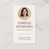 Carte De Visite Burgundy Gold Photo QR Code (Devant)