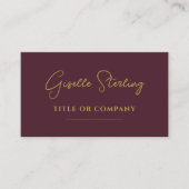 Carte De Visite Burgundy Gold Professional Entreprise Script Code (Devant)