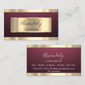 Carte De Visite Burgundy Gold Professional Maquillage clous rose (Devant / Derrière)