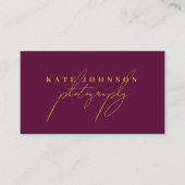 Carte De Visite Burgundy Gold Script QR Code Médias sociaux (Devant)