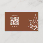 Carte De Visite Burgundy Leaf Professional QR Code personnalisé (Dos)