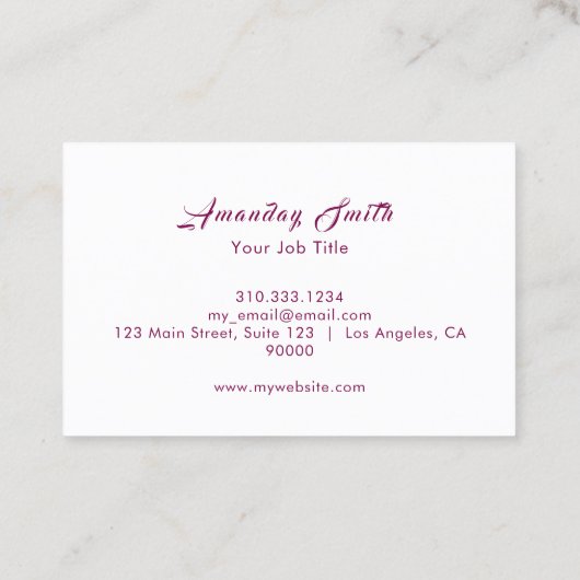 Carte De Visite Burgundy Logo Femmes Soins du corps (Dos)