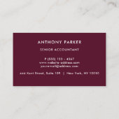 Carte De Visite Burgundy Maroon Comptable Avocat Tous Professionne (Dos)