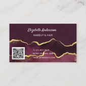 Carte De Visite Burgundy or agate marbre élégant moderne code QR (Dos)