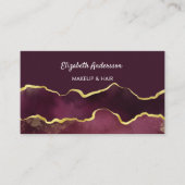 Carte De Visite Burgundy or agate marbre élégant moderne code QR (Devant)