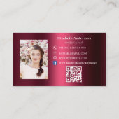 Carte De Visite Burgundy photo qr code Facebook icône (Dos)