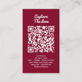 Carte De Visite Burgundy Photo Sharing Capture Love QR Code  (Dos)