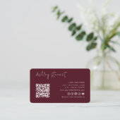 Carte De Visite Burgundy Professionnel Code Qr Logo Script minimal (Debout devant)