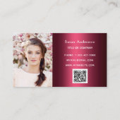 Carte De Visite Burgundy qr code logo employé photo (Dos)