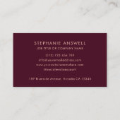 Carte De Visite Burgundy QR Code Logo Monogram Rose Gold (Dos)