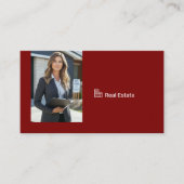 Carte De Visite Burgundy Real Estate Agent Photo QR Code (Devant)