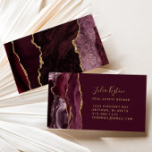Carte De Visite Burgundy Red Agate Geode Gold Parties scintillant 
