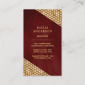 Carte De Visite Burgundy Red Gold Parties scintillant Miel Bee Bee (Dos)