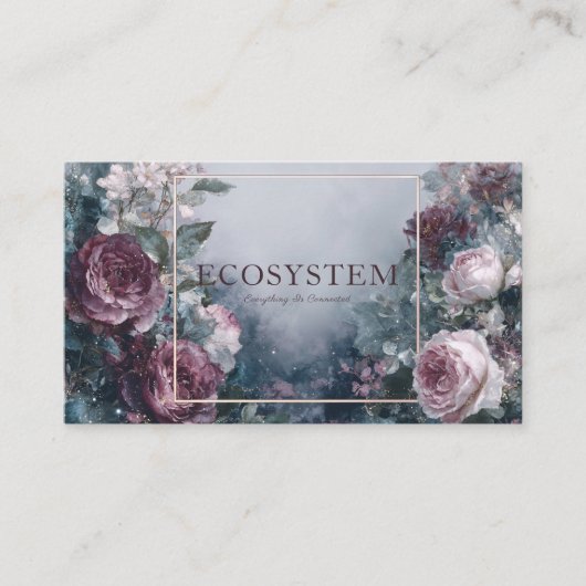 Carte De Visite Burgundy Rose Floral and Ethereal Mist Gold Frame (Devant)