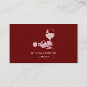 Carte De Visite Burgundy Wine Bartender Sommelier Rose Gold