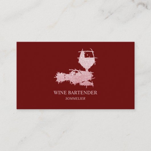 Carte De Visite Burgundy Wine Bartender Sommelier Rose Gold (Devant)
