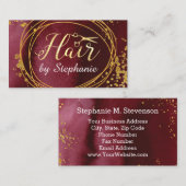 Carte De Visite Burgundy Wine Gold Ciseaux Coiffeur Coiffeur Salon (Devant / Derrière)