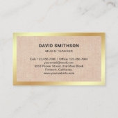 Carte De Visite Burlap Classique Violon Enseignant Violoniste (Dos)