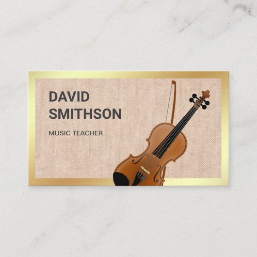 Carte De Visite Burlap Classique Violon Enseignant Violoniste (Devant)