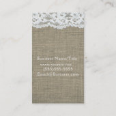 Carte De Visite Burlap & Dentelle Simple Rustique Pays Élégant Chi (Dos)