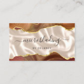 Carte De Visite Burnt Orange Gold Agate Ivory Luxury Microblading (Devant)