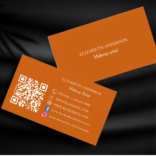 Carte De Visite Burnt orange Qr code Instagram Facebook