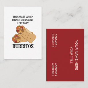 Carte De Visite Burritos Je Mange Seulement Burrito