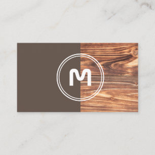 Carte De Visite Bus en bois de monogramme élégant deux tons brun c
