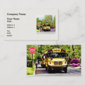 Carte De Visite Bus Scolaires À Arrêt Connexion Printemps (Devant / Derrière)